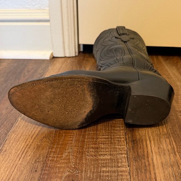 Lucchese Black Leather Cowboy Boots EUC - Picture 8 of 12